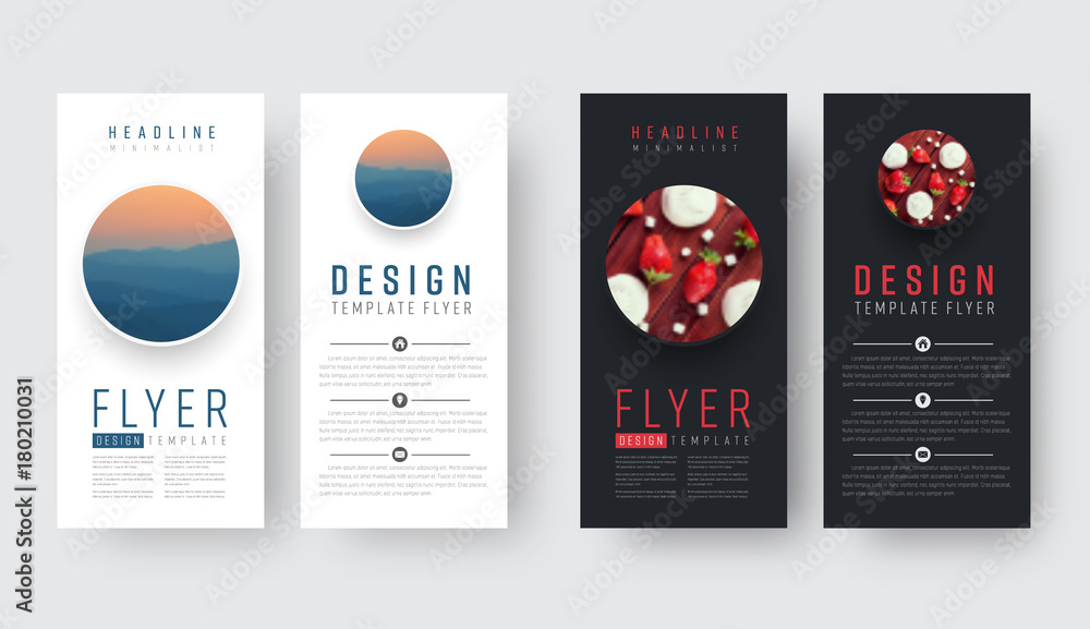 Poster design flyer in a minimalist style with a round place for a photo