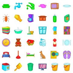 Clean icons set, cartoon style