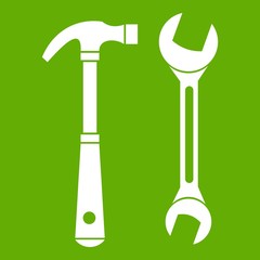 Hammer and wrench icon green