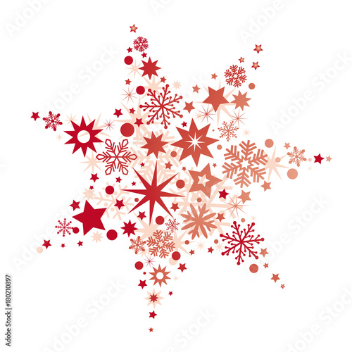 "roter Weihnachtsstern bestehend aus vielen unterschiedlichen Sternen