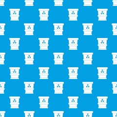 Trashcan containing radioactive waste pattern seamless blue