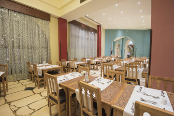 Interior of a luxury hotel restaurant