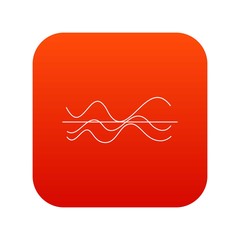 Sound waves icon digital red