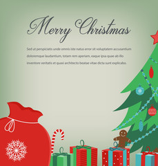 Christmas greeting card with Merry Christmas wishes. Vector