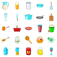Capacity icons set, cartoon style