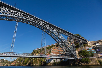 Fototapeta na wymiar Dom Luis I Bridge over Douro River in Porto, Portugal