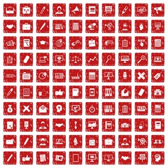 100 finance icons set grunge red