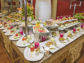 Selction of salad food at a restaurant buffet
