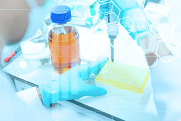 The scientists injected chemicals into plastic tubes.