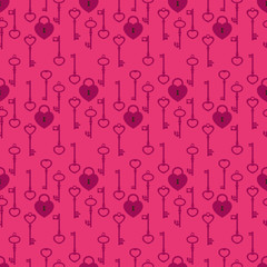 Cute Valentines day seamless pattern with keys and locks