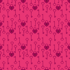 Cute Valentines day seamless pattern with keys and locks