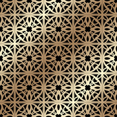 Golden ornamental seamless pattern. Template for design. Vector