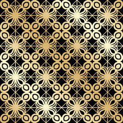 Golden ornamental seamless pattern. Template for design. Vector
