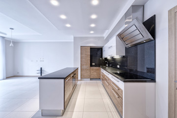 Interior design modern kitchen in the new house.