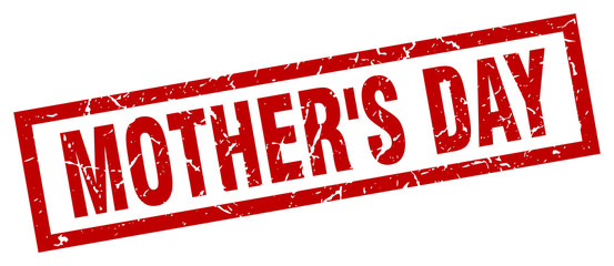 square grunge red mother's day stamp