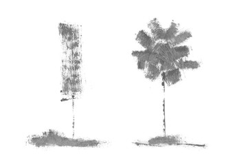 Obraz premium Ink mascara illustrations of trees with natural texture grunge mascara.