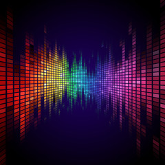 Rainbow colored equalizer effect - obrazy, fototapety, plakaty