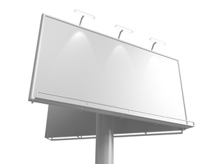 3D rendering of blank billboard (empty advertisement) isolated on white background