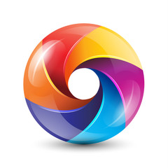 3D rainbow circle colorful logo with glossy blades - 180218675