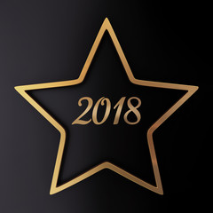 Gold star frame on black background -  2018