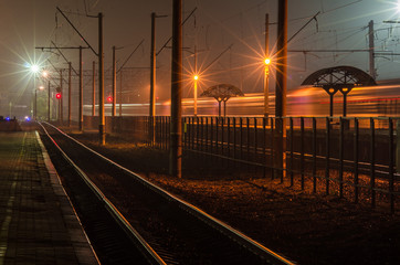 Railway station at night