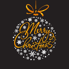 Fototapeta premium Merry Christmas handwritten lettering