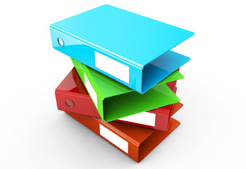 Multicolor Office Folder File Horizontal Composition Isolated on White Background 3d render