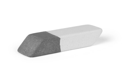 Simple pencils stand in a glass on a light background, one pencil is turned upside down with an elastic band