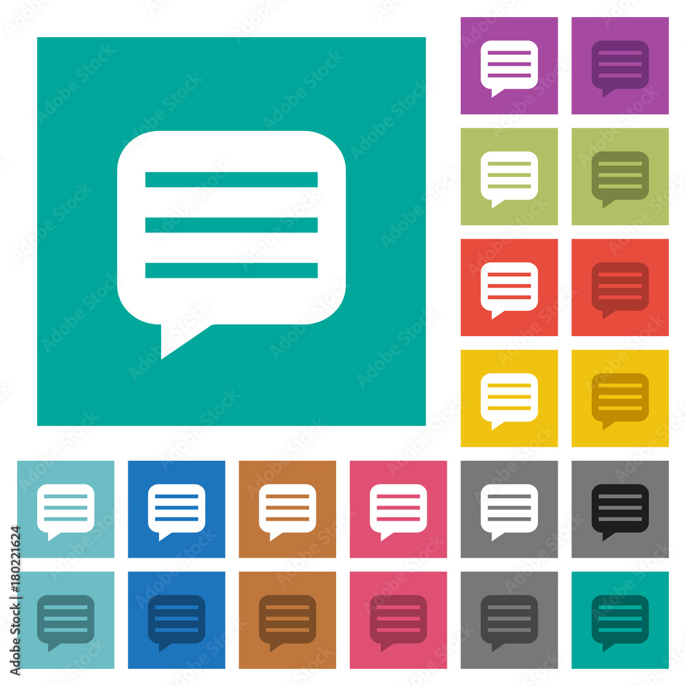 Poster message box with rows square flat multi colored icons