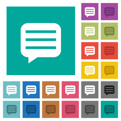Message box with rows square flat multi colored icons