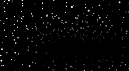 White snow on black background. Winter abstract texture with falling silver snow. Splash spray dust design for Christmas card, Happy New Year pattern. Confetti border template Vector illustration