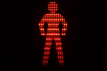 Red traffic light for pedestrians