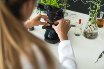 Naklejka premium Scientist doing research on plants
