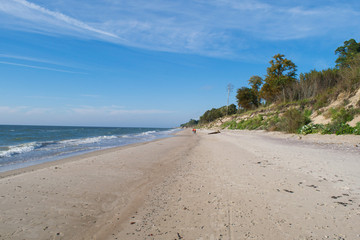 Empty beach by the Baltic Sea in Karosta outside Liepaja, Latvia