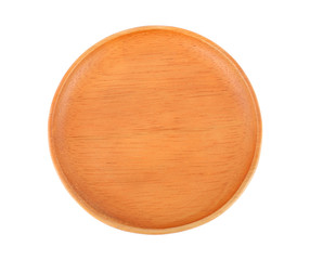 Wood plate on white background