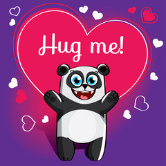 Cartoon panda ready for a hugging