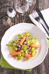 leek,carrot and bacon