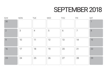 September 2018 desk calendar vector illustration