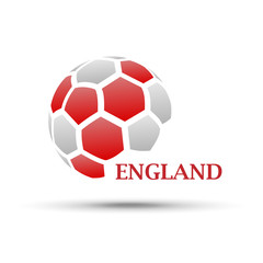 abstract soccer ball with national flag England colors