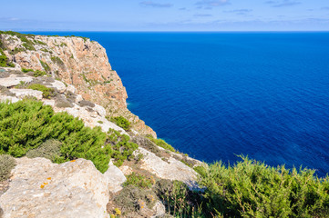 Fototapeta na wymiar View of cliffs near Mola Lighthouse, Formentera, Spain
