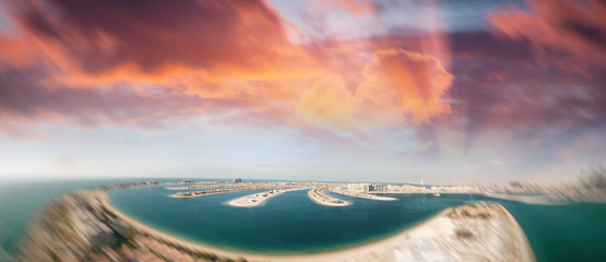 Dubai Marina aerial view from Palm Jumeirah, UAE