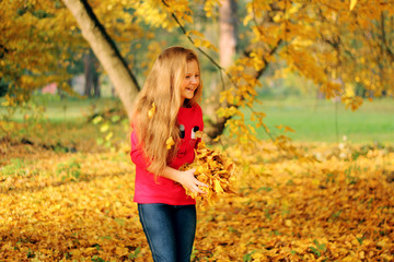 Beautiful girl is played in the park