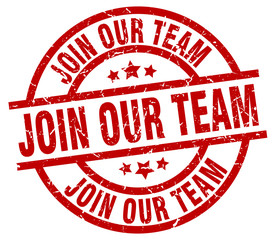 join our team round red grunge stamp