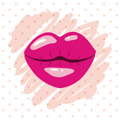magenta lips kiss sketch in white background