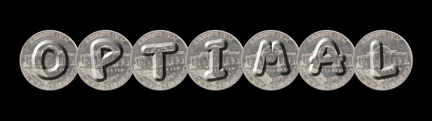 OPTIMAL – Coins on black background