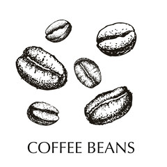 Hand drawn coffee icon. Coffee beans.