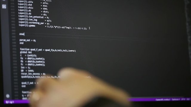 editing code. symbols on the laptop screen.