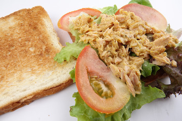 Tuna Sandwich isolated on white.
