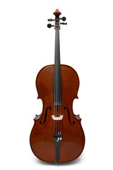 Obraz na płótnie Canvas Classic wooden cello with brown bow.