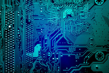 Circuit board. Electronic computer hardware technology. Motherboard digital chip. Tech science...